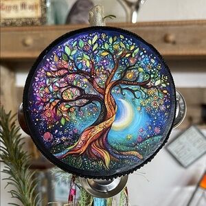 Vibrant Tree of Life Art Piece 4” Tambourine